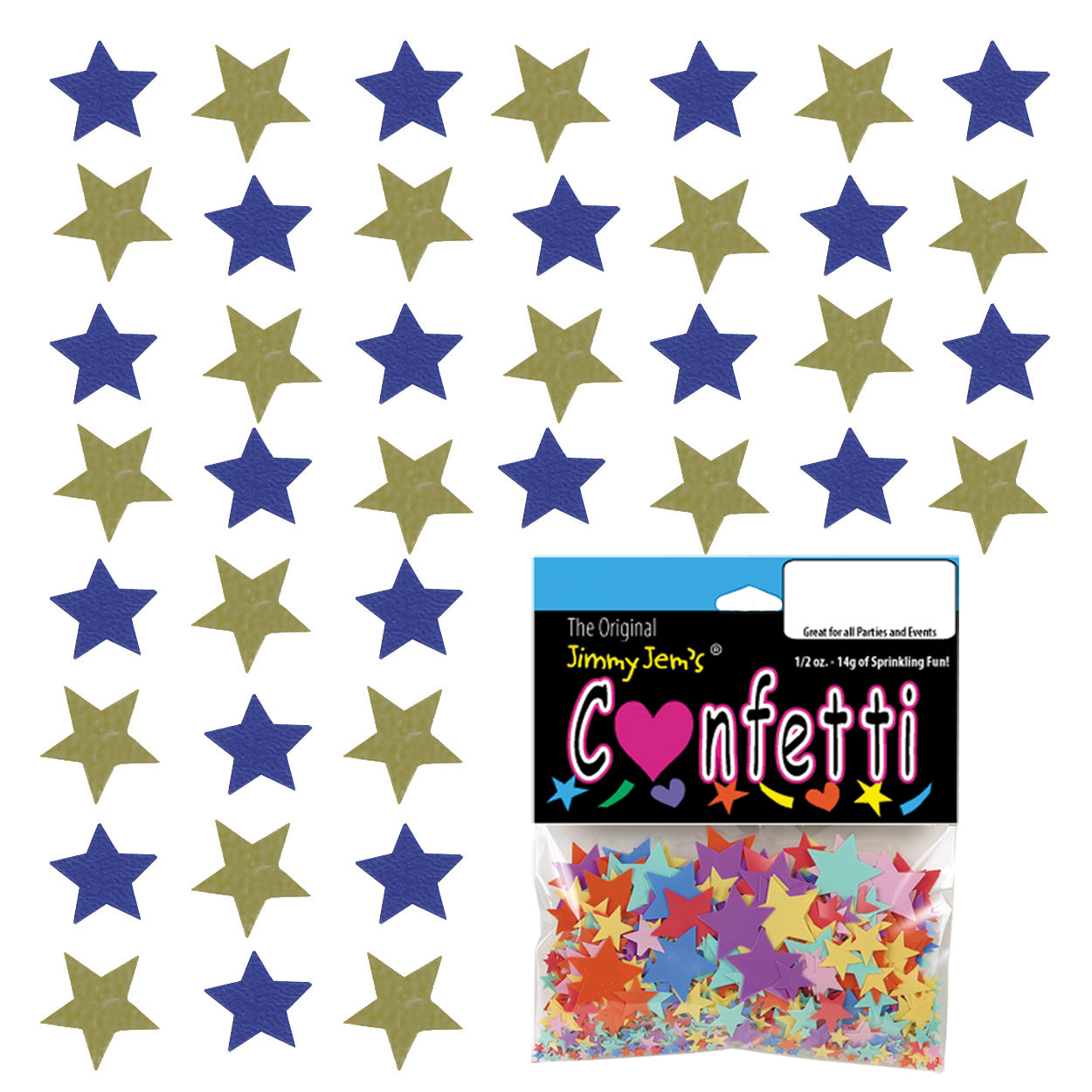 Confetti Star 1/4" Blue Royal, Gold