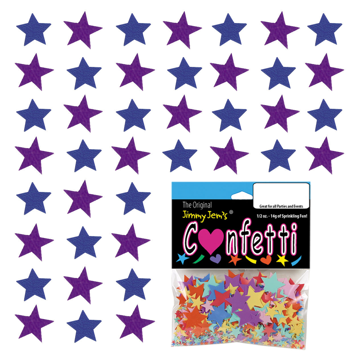 Confetti Star 1/4" Blue Royal, Purple