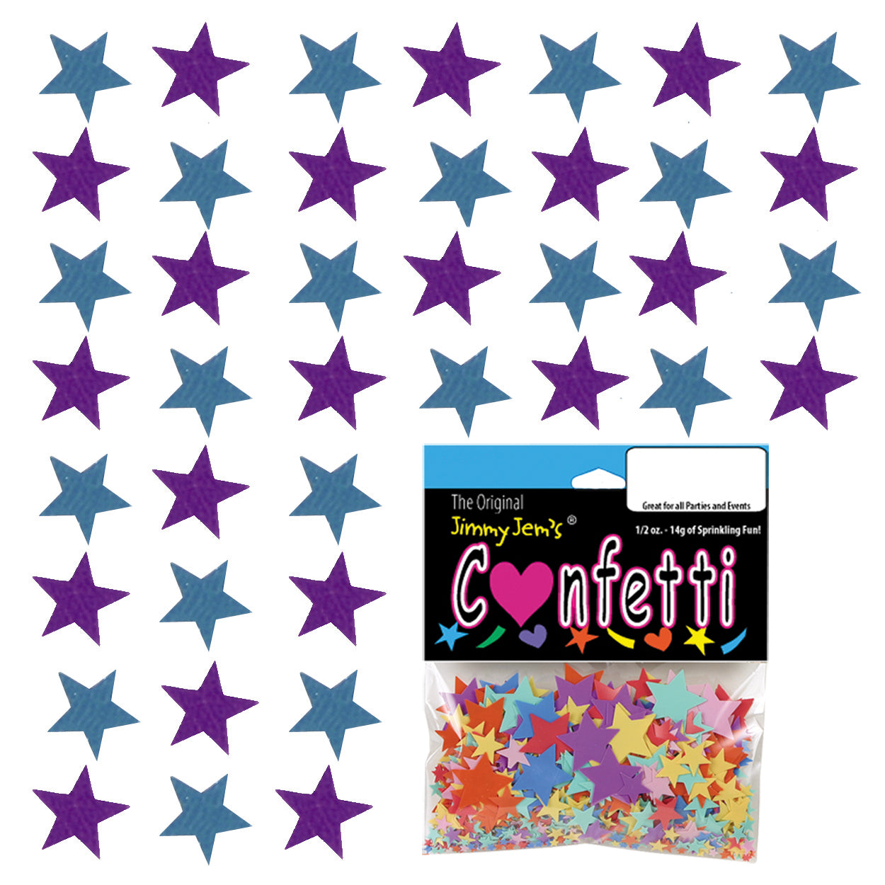 Confetti Star 1/4" Blue Sky, Purple