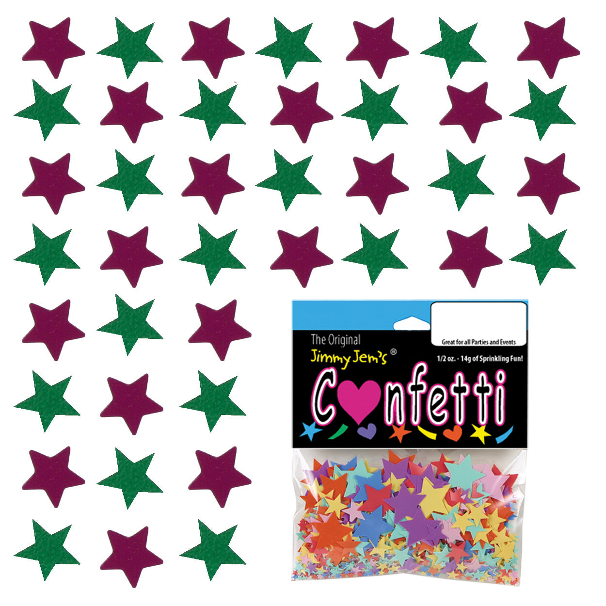 Confetti Star 1/4" Fuchsia, Green