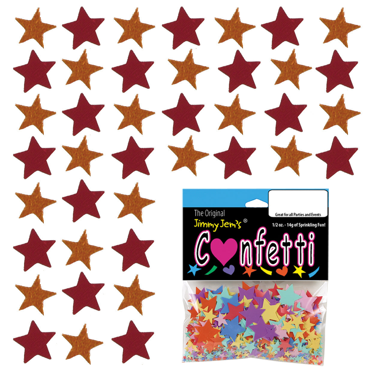 Confetti Star 1/4" Orange, Red