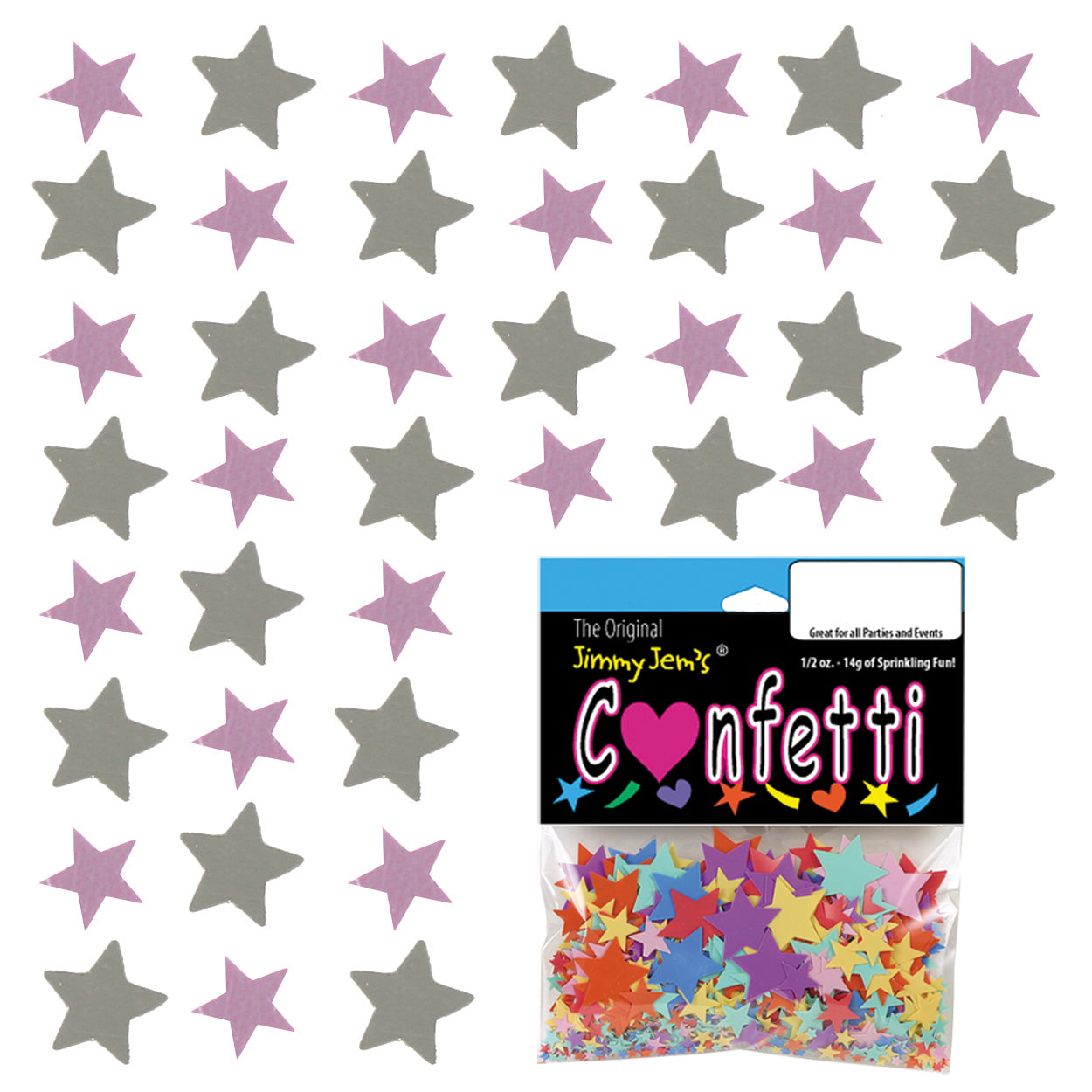 Confetti Star 1/4" Pink, Silver