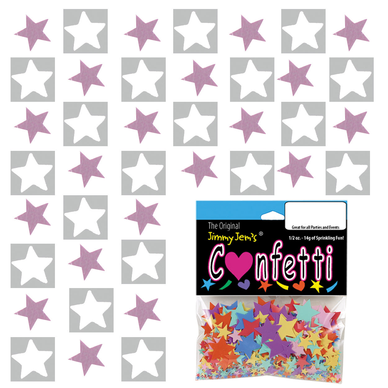 Confetti Star 1/4" Pink, White