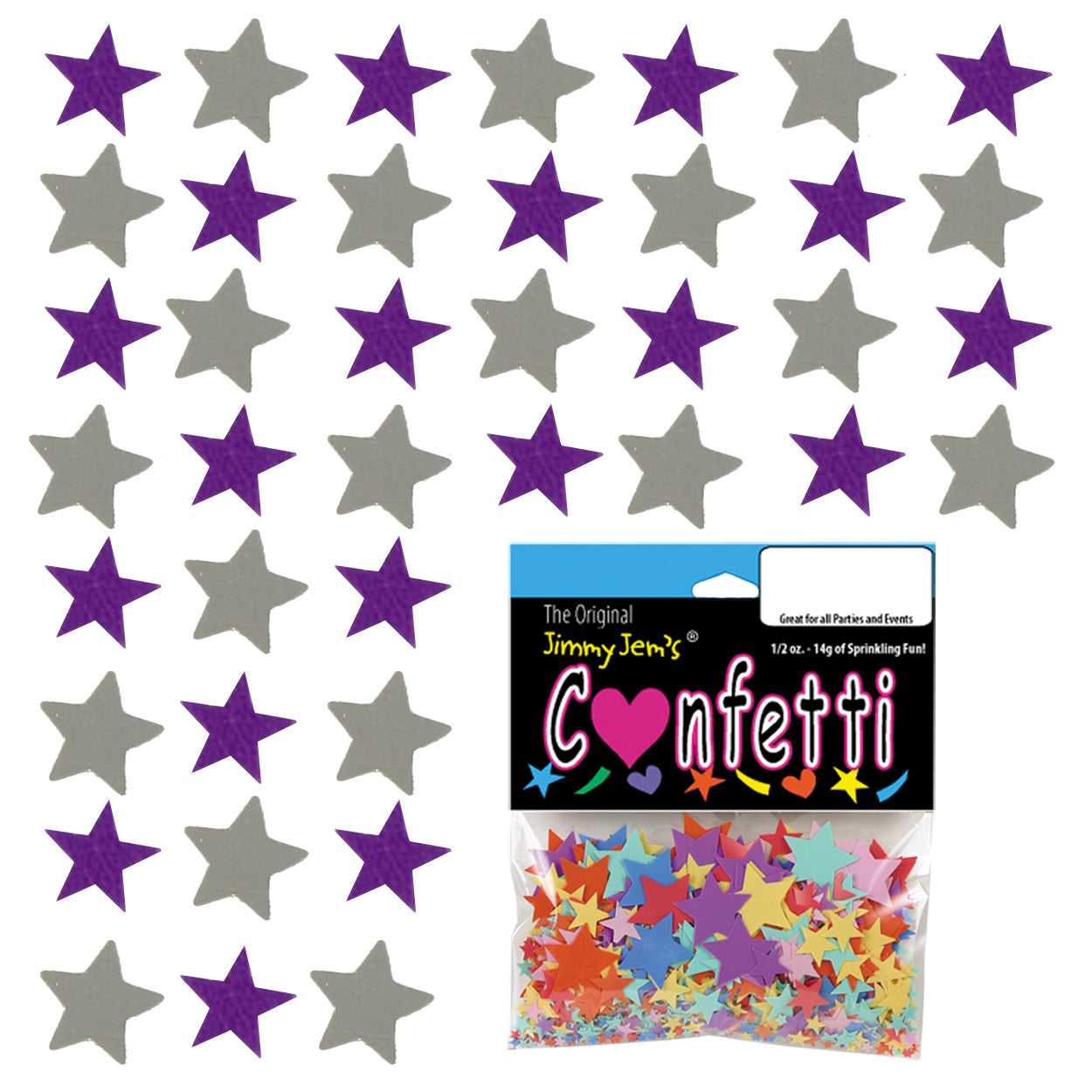 Confetti Star 1/4" Purple, Silver