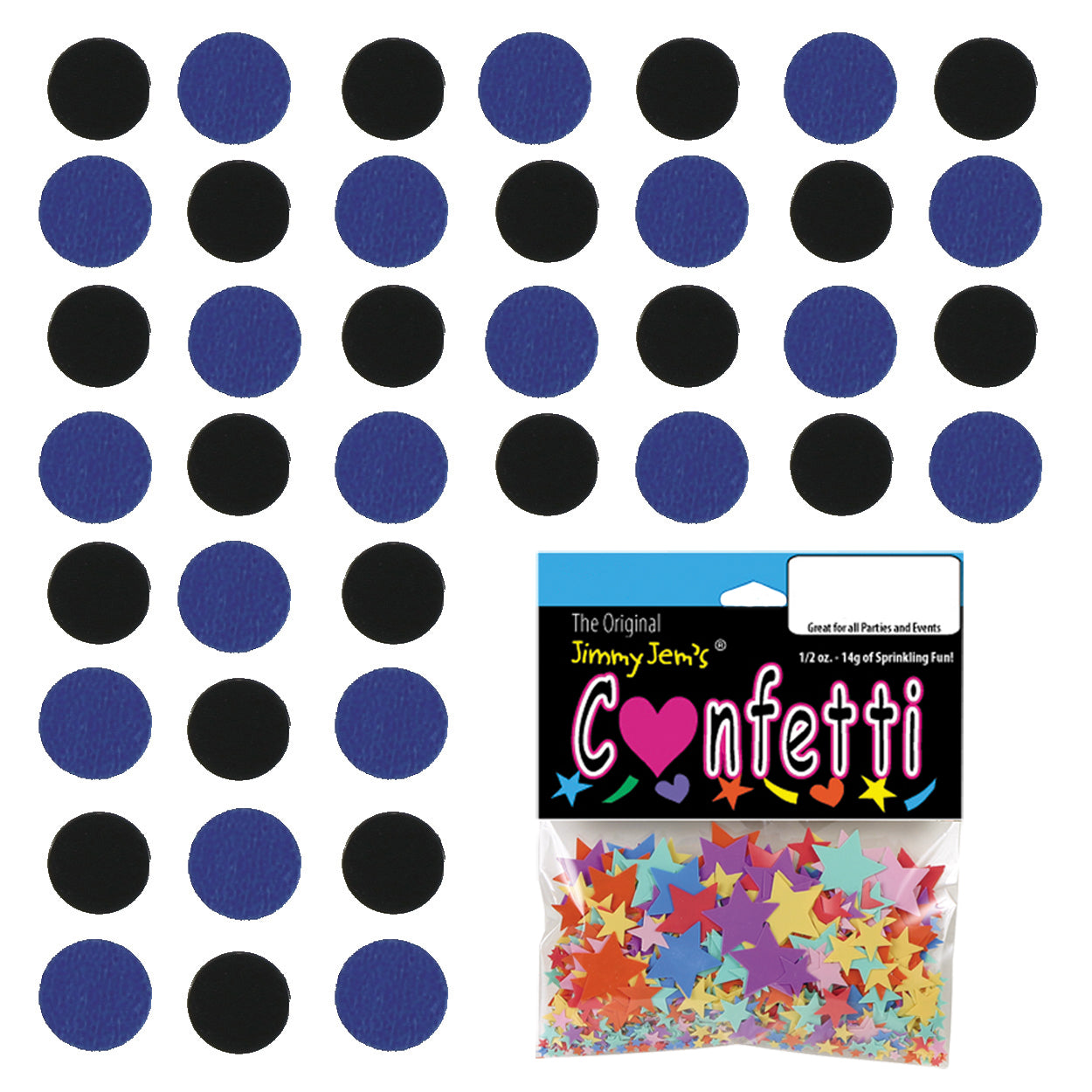 Confetti Circle 1/4" Black, Blue Royal