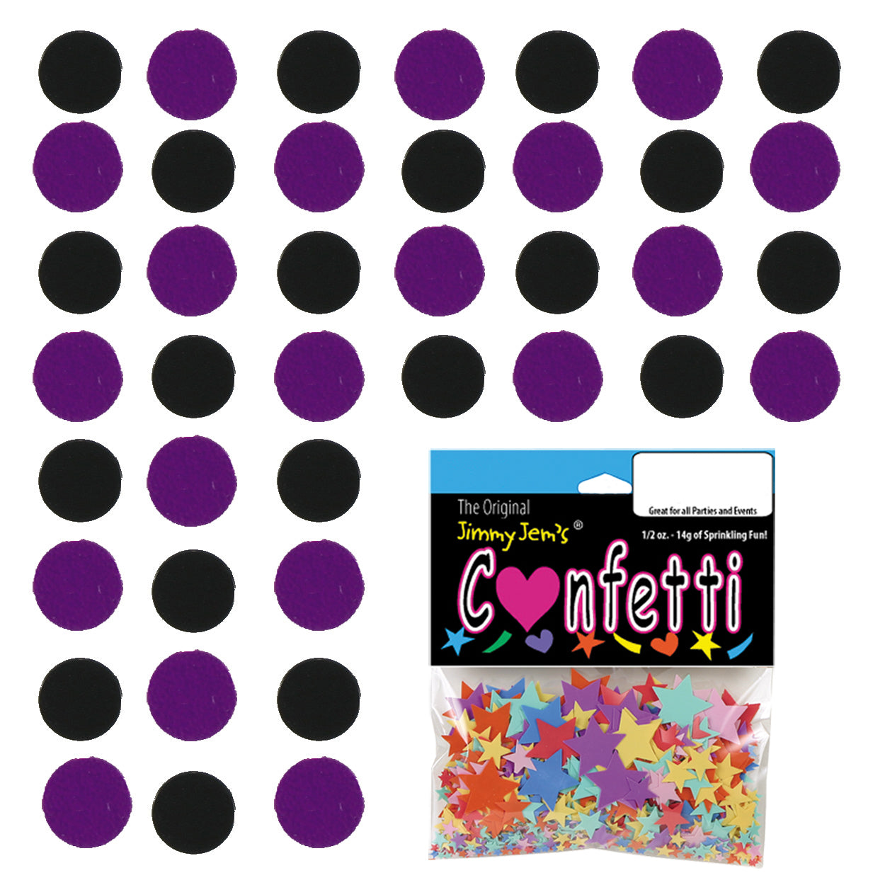 Confetti Circle 1/4" Black, Purple