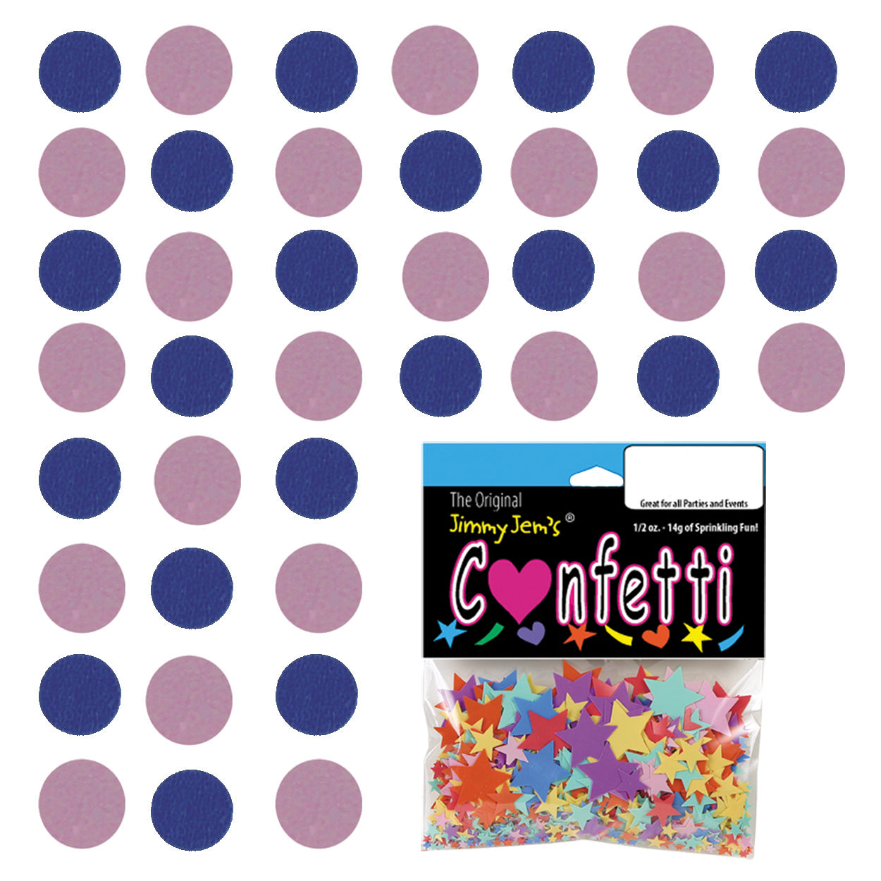 Confetti Circle 1/4" Blue Royal, Pink