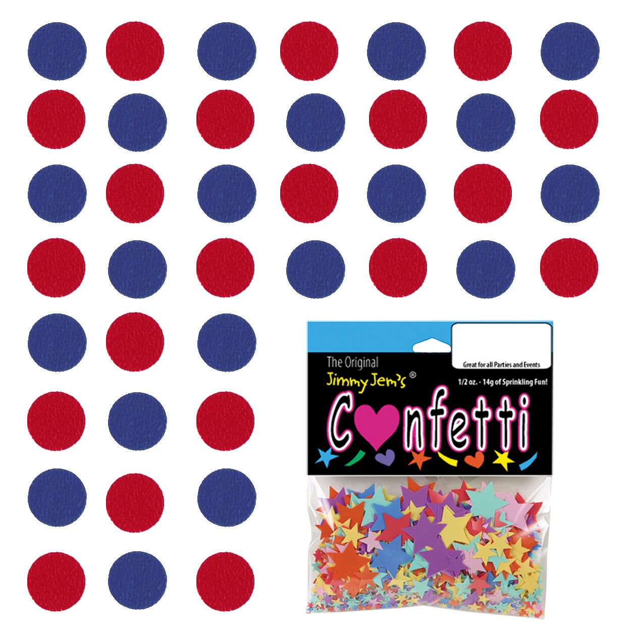 Confetti Circle 1/4" Blue Royal, Red