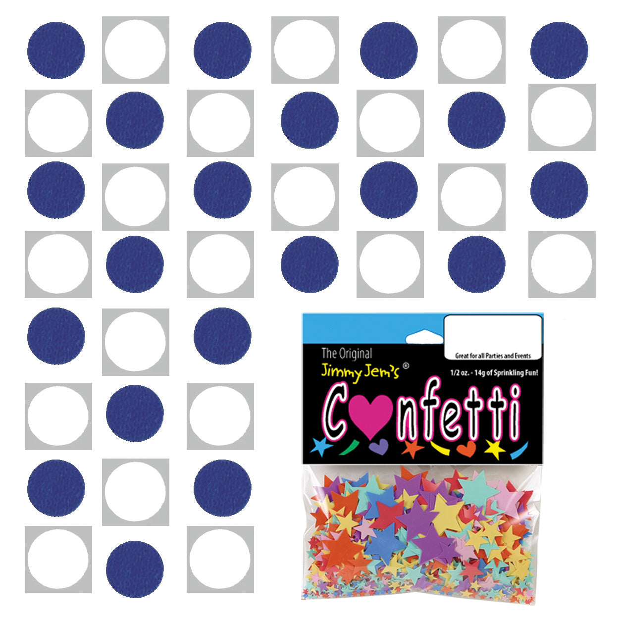 Confetti Circle 1/4" Blue Royal, White