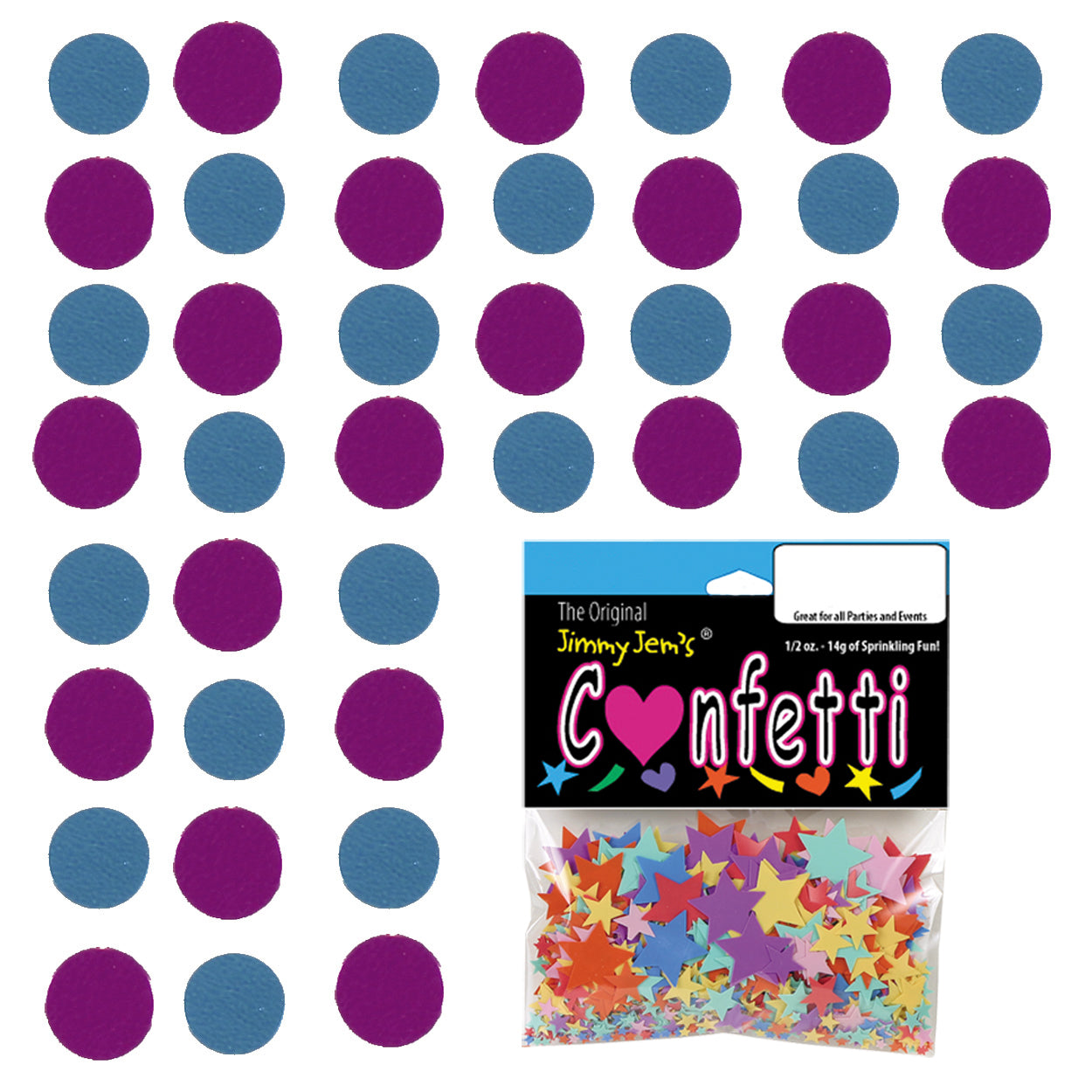 Confetti Circle 1/4" Blue Sky, Fuchsia