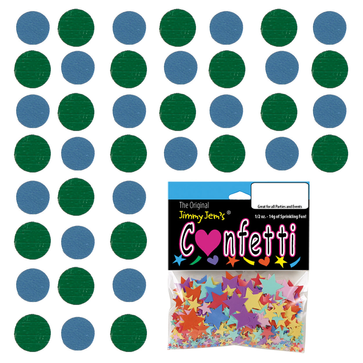 Confetti Circle 1/4" Blue Sky, Green