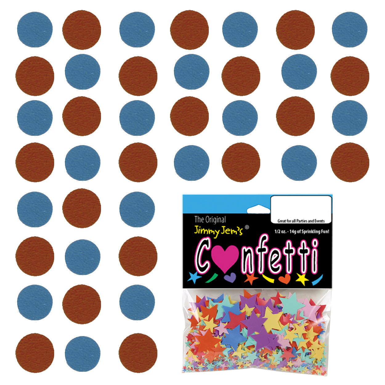 Confetti Circle 1/4" Blue Sky, Orange