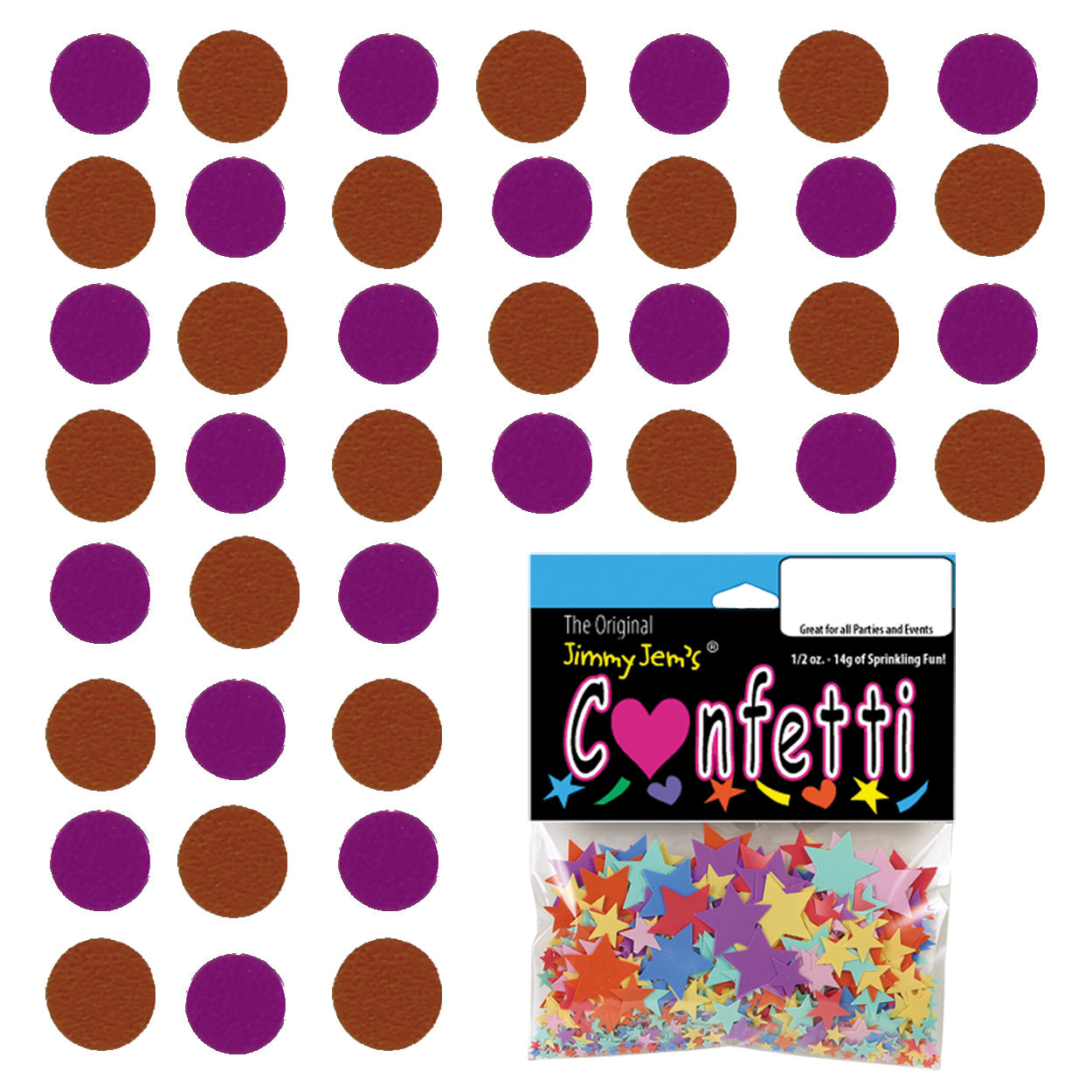 Confetti Circle 1/4" Fuchsia, Orange