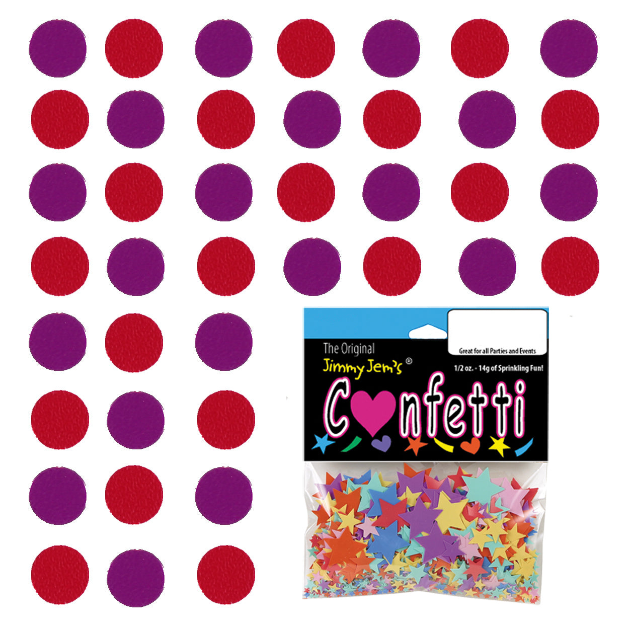 Confetti Circle 1/4" Fuchsia, Red