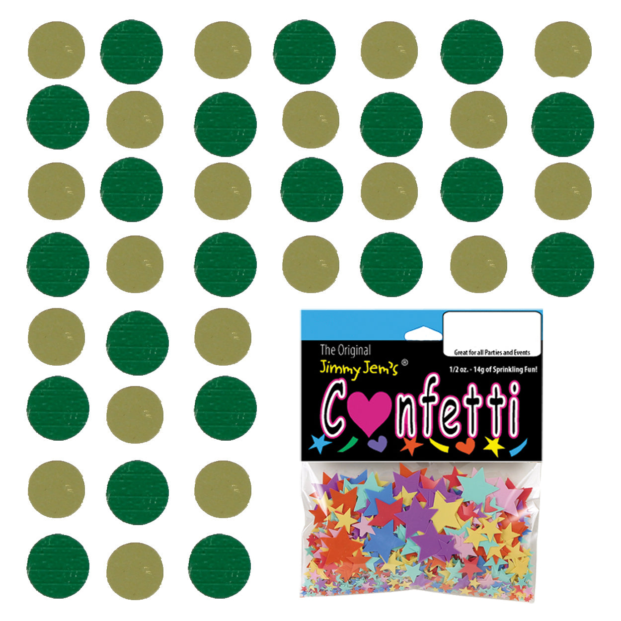 Confetti Circle 1/4" Gold, Green