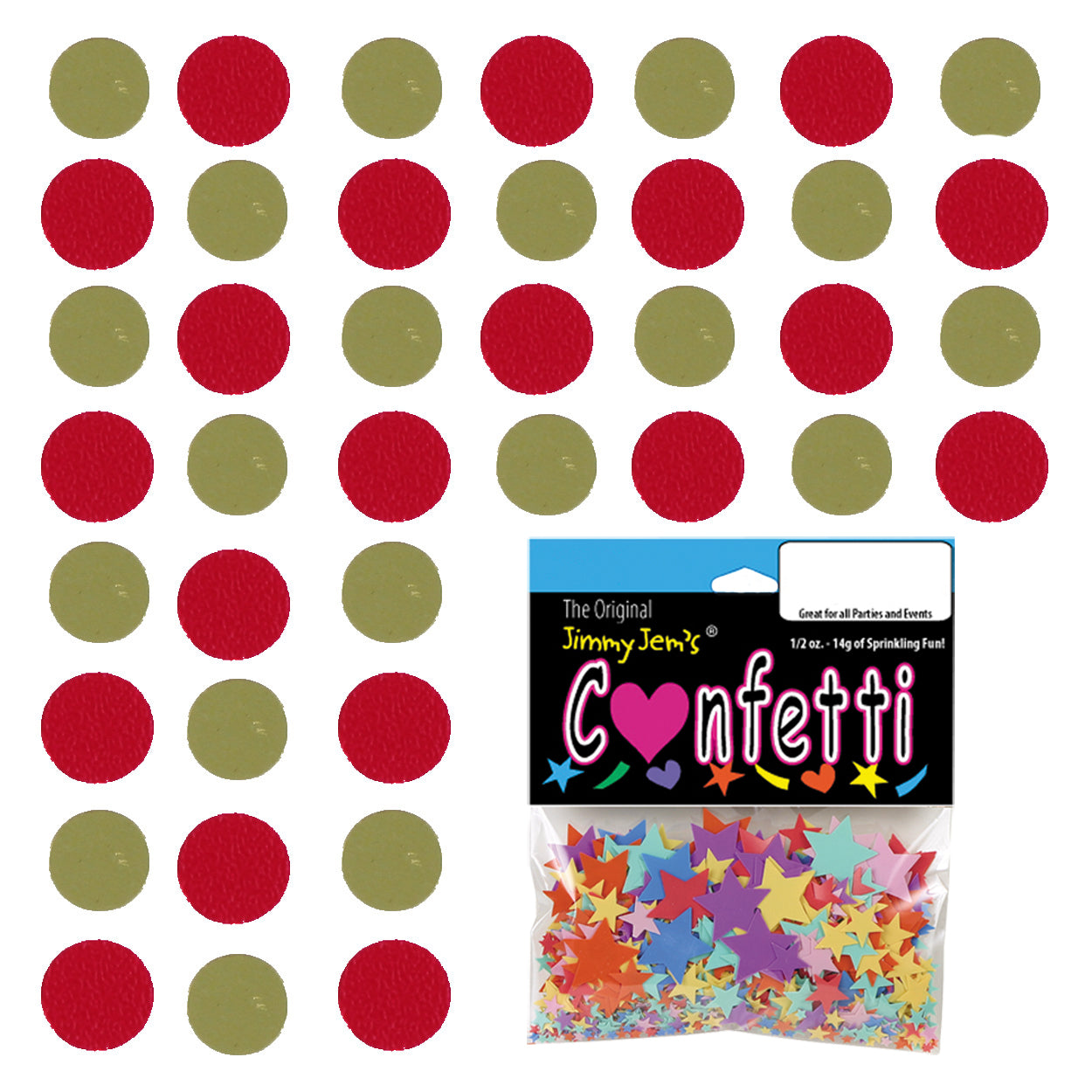 Confetti Circle 1/4" Gold, Red