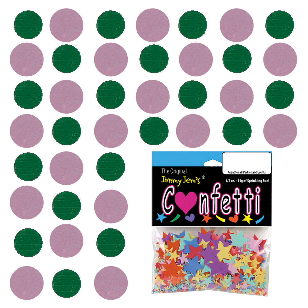 Confetti Circle 1/4" Green, Pink