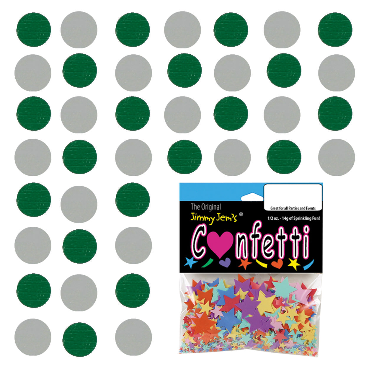 Confetti Circle 1/4" Green, Silver