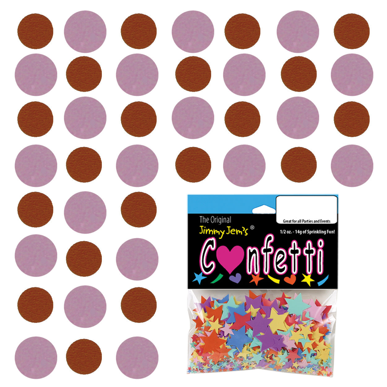 Confetti Circle 1/4" Orange, Pink