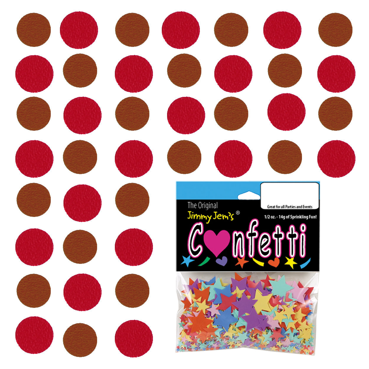 Confetti Circle 1/4" Orange, Red