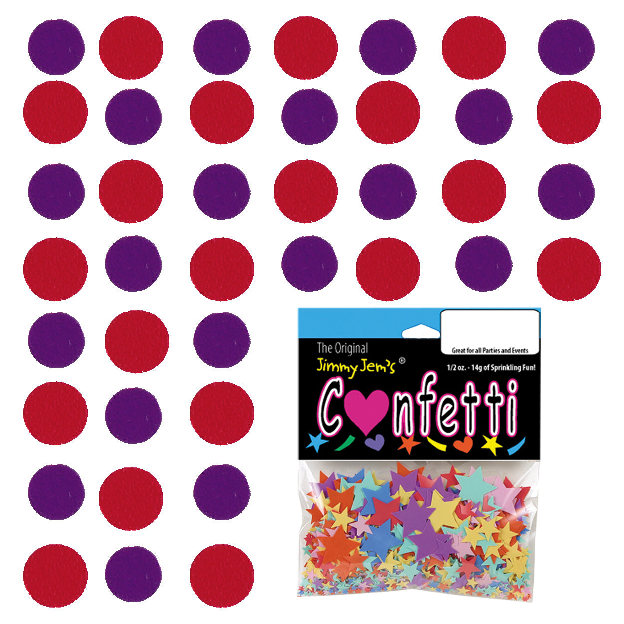 Confetti Circle 1/4" Purple, Red