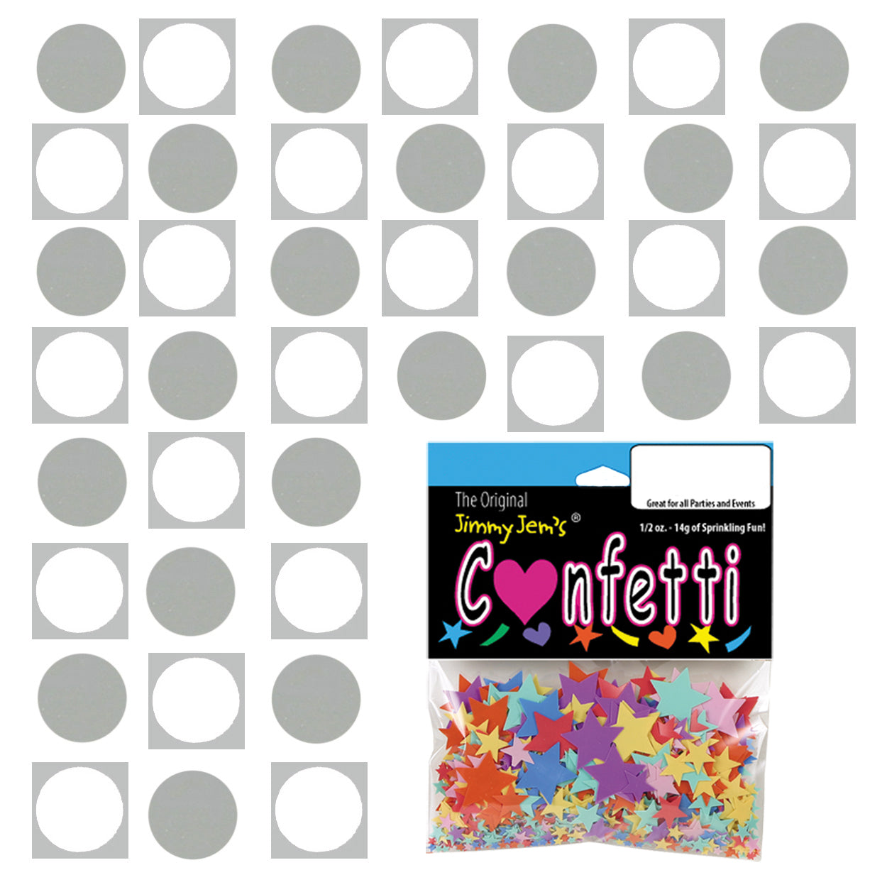 Confetti Circle 1/4" Silver, White