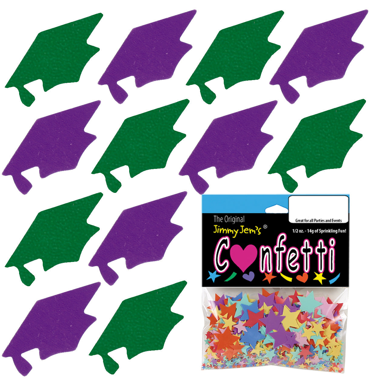 Confetti Grad Cap Green, Purple