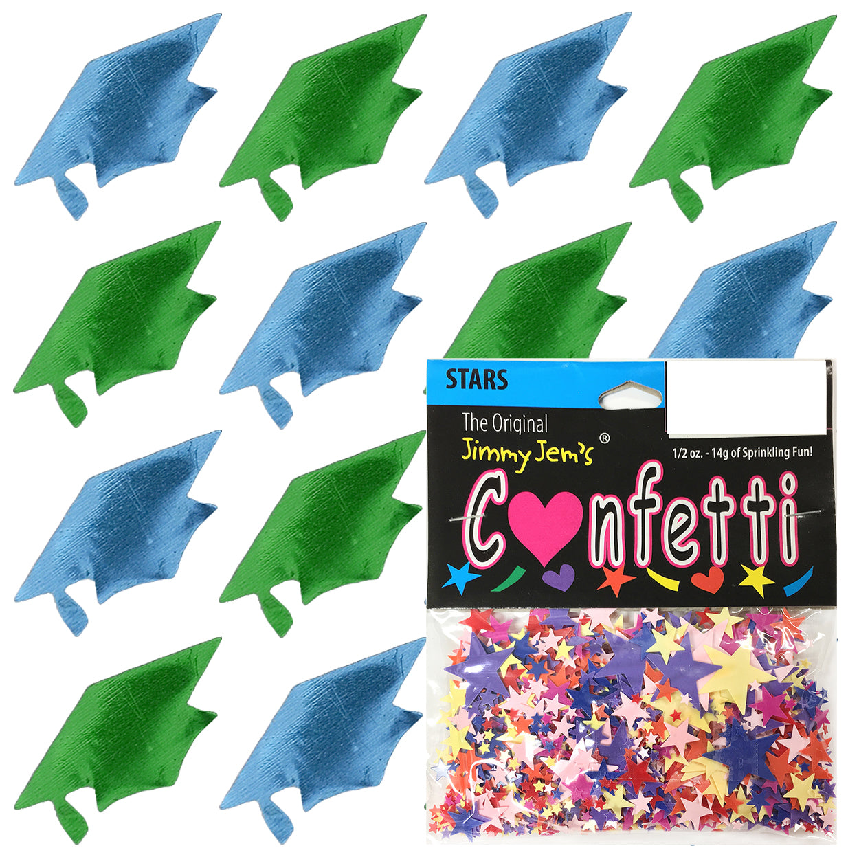 Confetti Grad Cap Blue Sky, Green