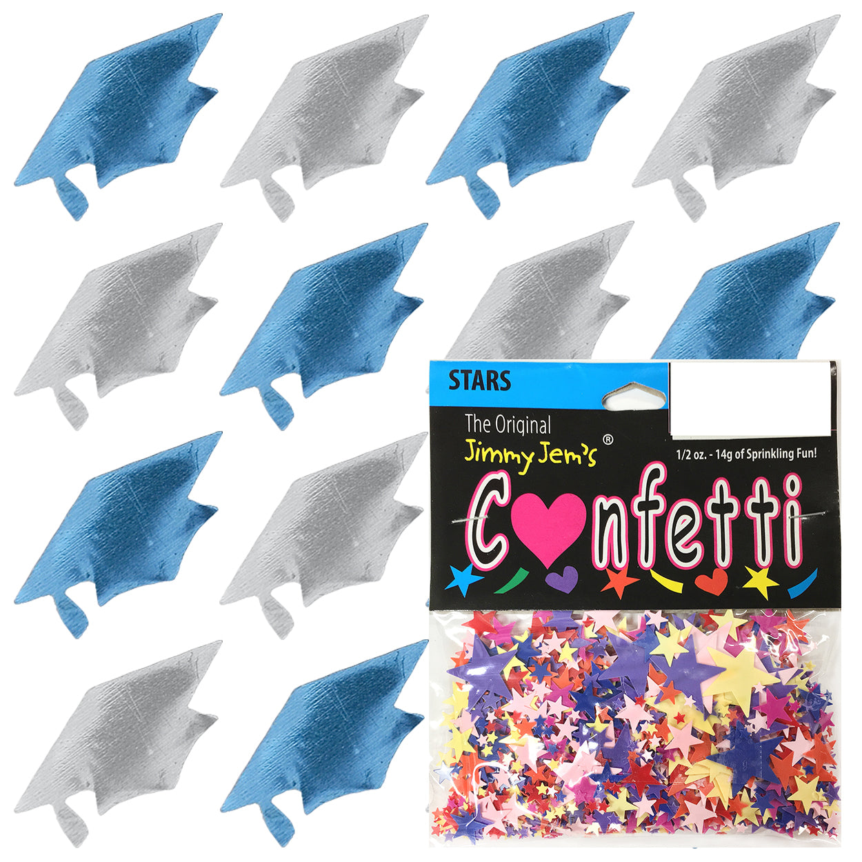 Confetti Grad Cap Blue Sky, Silver