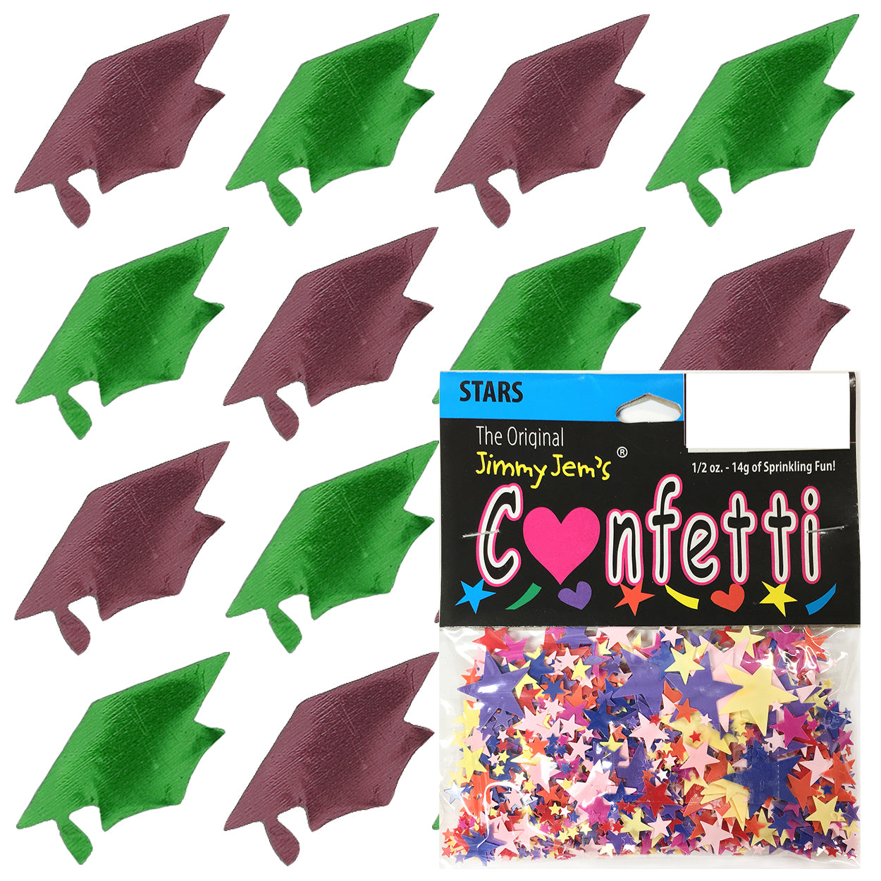 Confetti Grad Cap Burgundy, Green