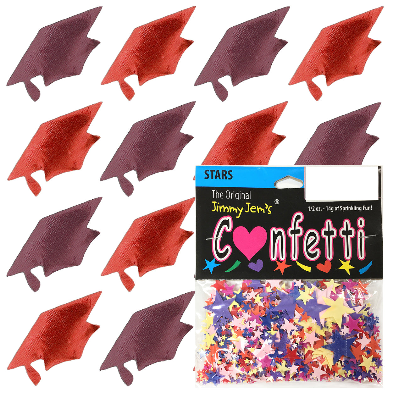 Confetti Grad Cap Burgundy, Red