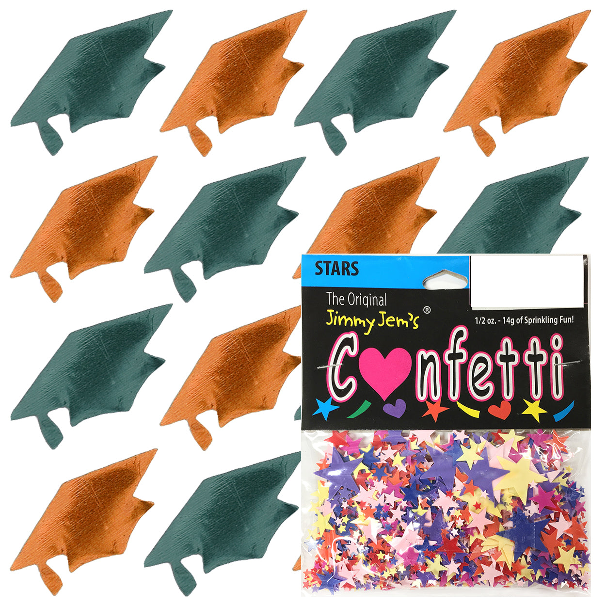 Confetti Grad Cap Green Hunter, Orange