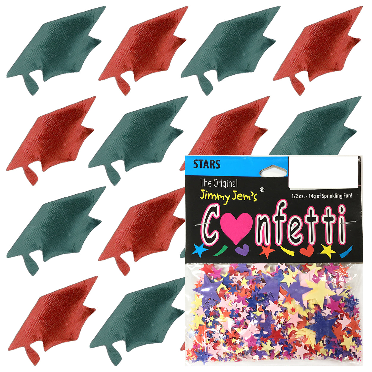 Confetti Grad Cap Green Hunter, Red