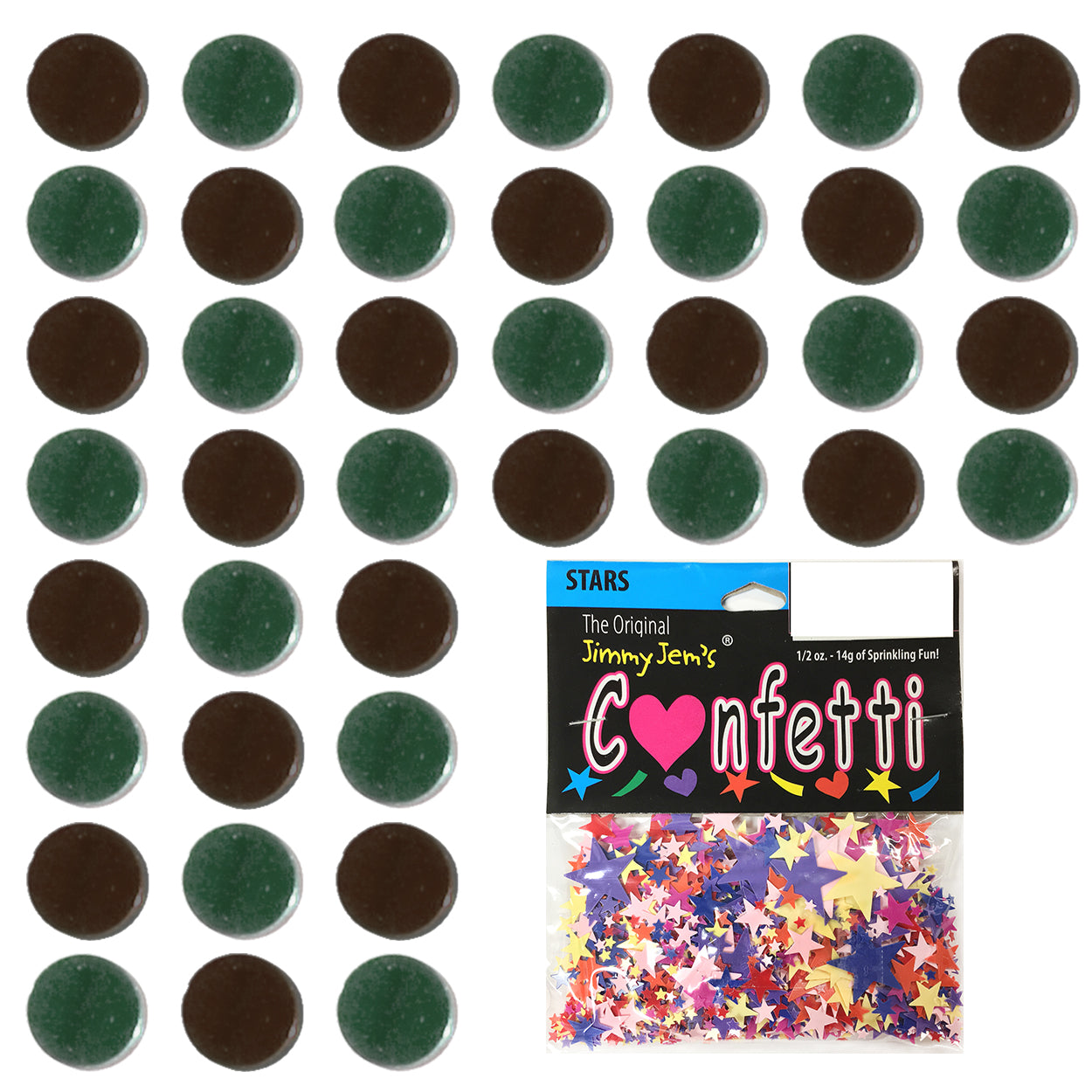 Confetti Circle 1/4" Black, Green Hunter