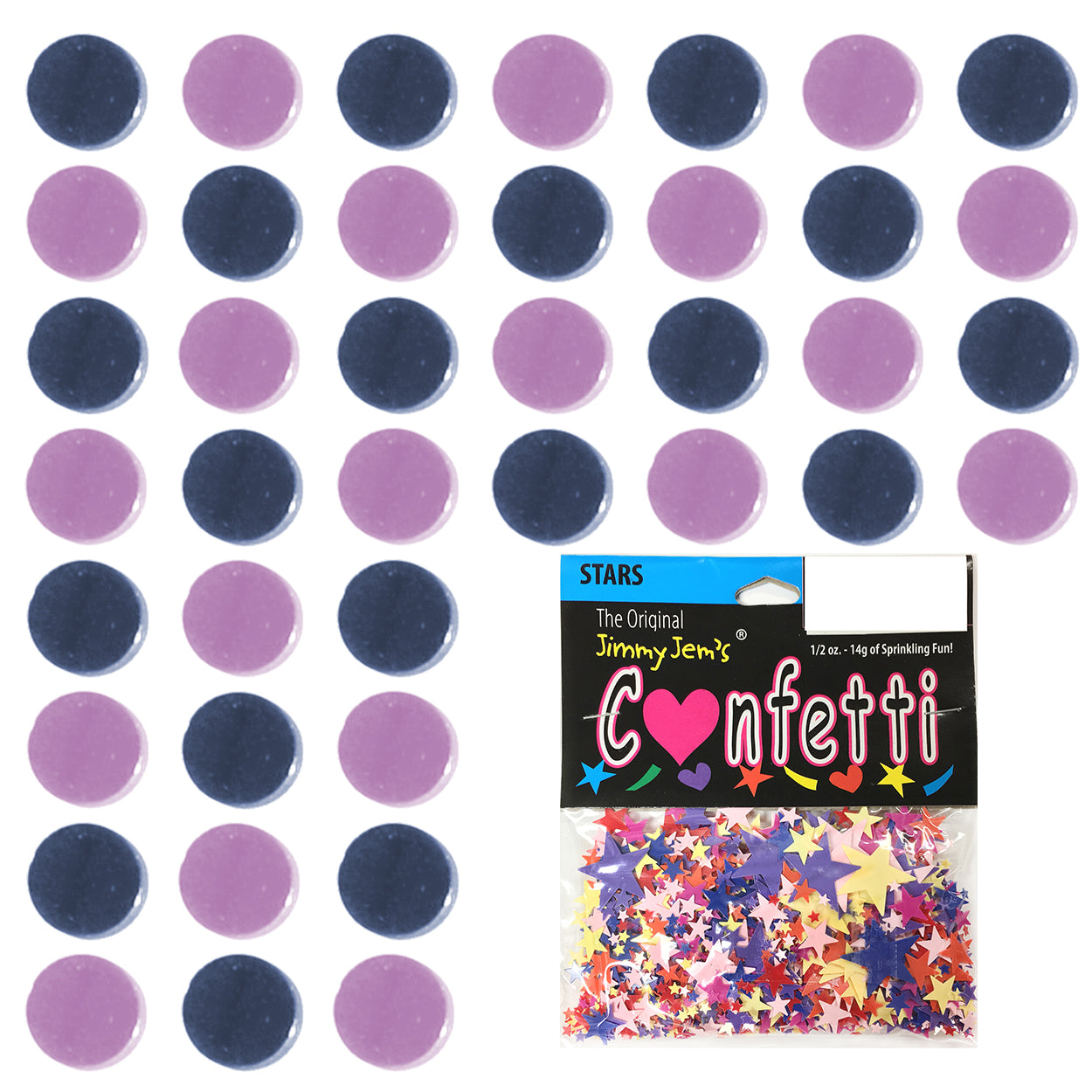 Confetti Circle 1/4" Blue Navy, Pink