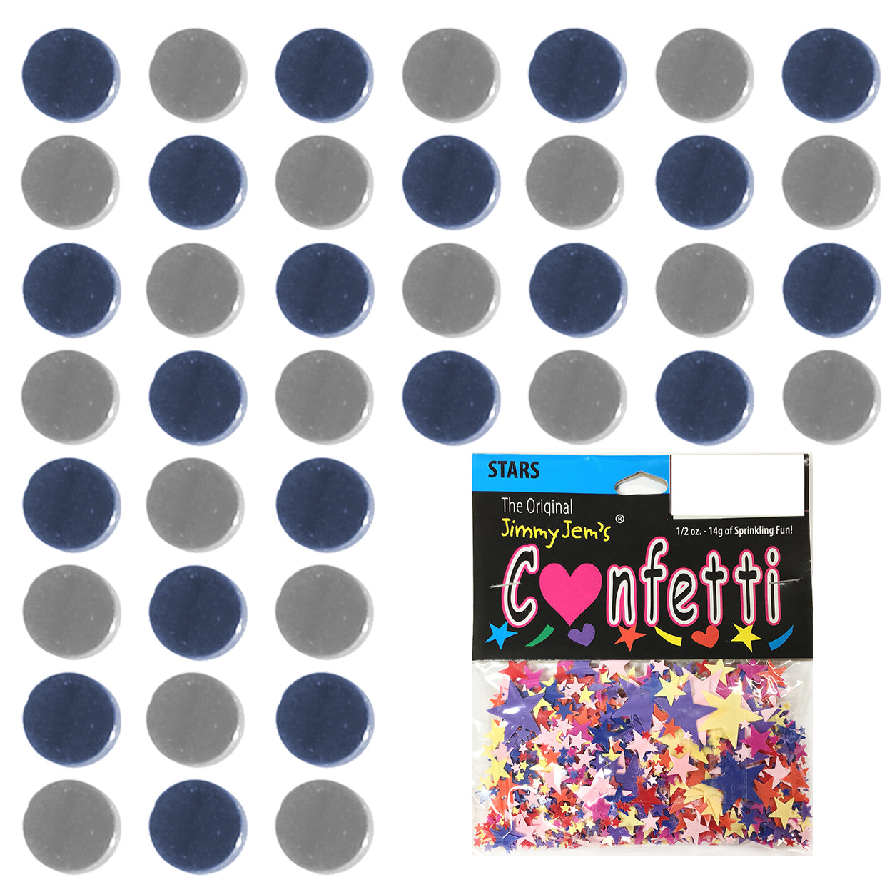 Confetti Circle 1/4" Blue Navy, Silver