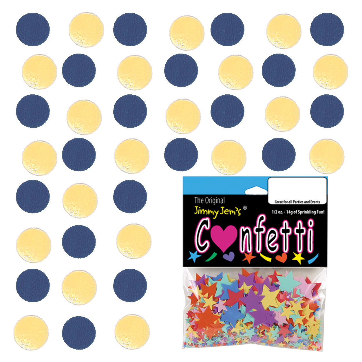 Confetti Circle 1/4" Blue Navy, Yellow