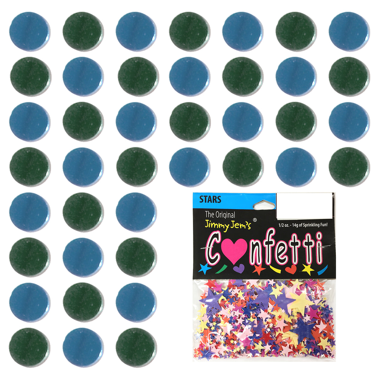 Confetti Circle 1/4" Blue Sky, Green Hunter