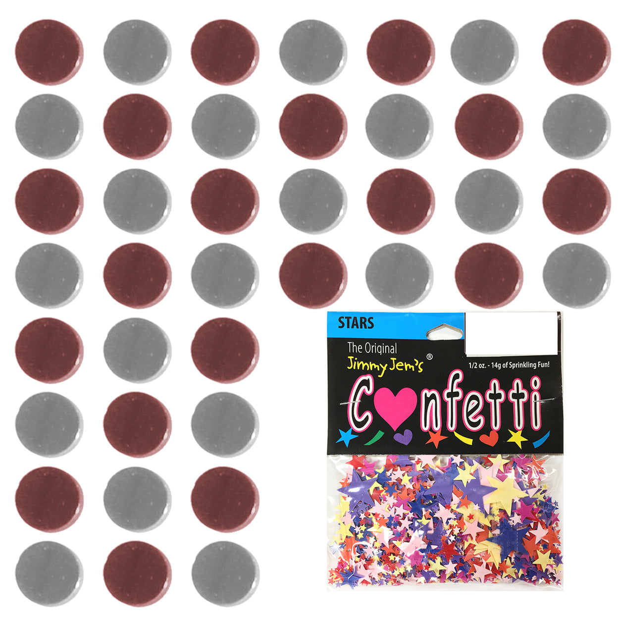 Confetti Circle 1/4" Burgundy, Silver