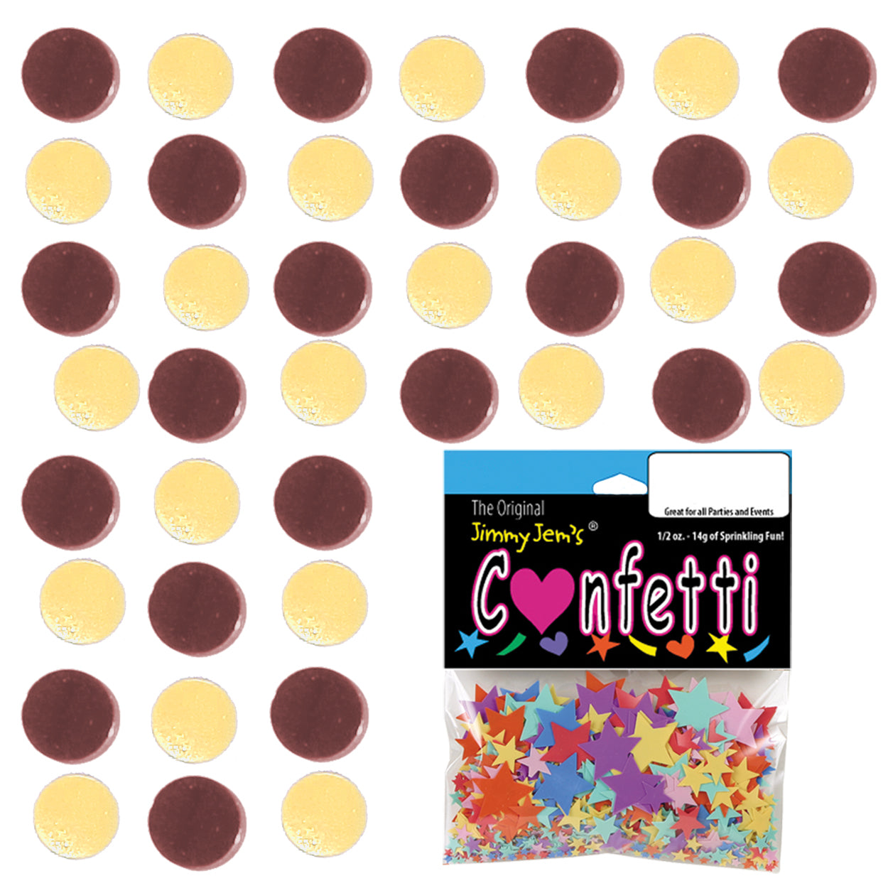 Confetti Circle 1/4" Burgundy, Yellow