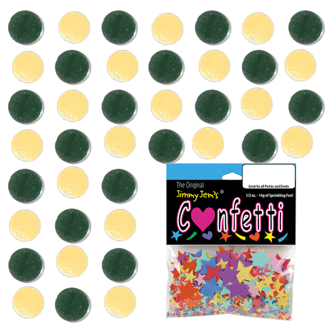 Confetti Circle 1/4" Green Hunter, Yellow