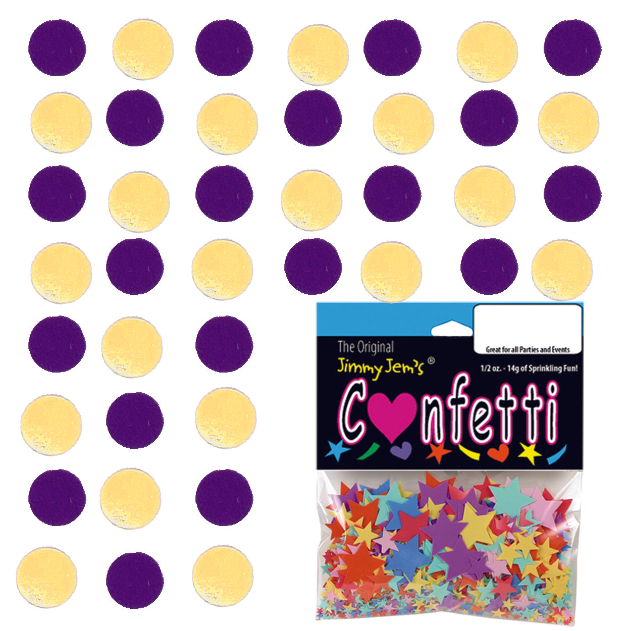 Confetti Circle 1/4" Purple, Yellow