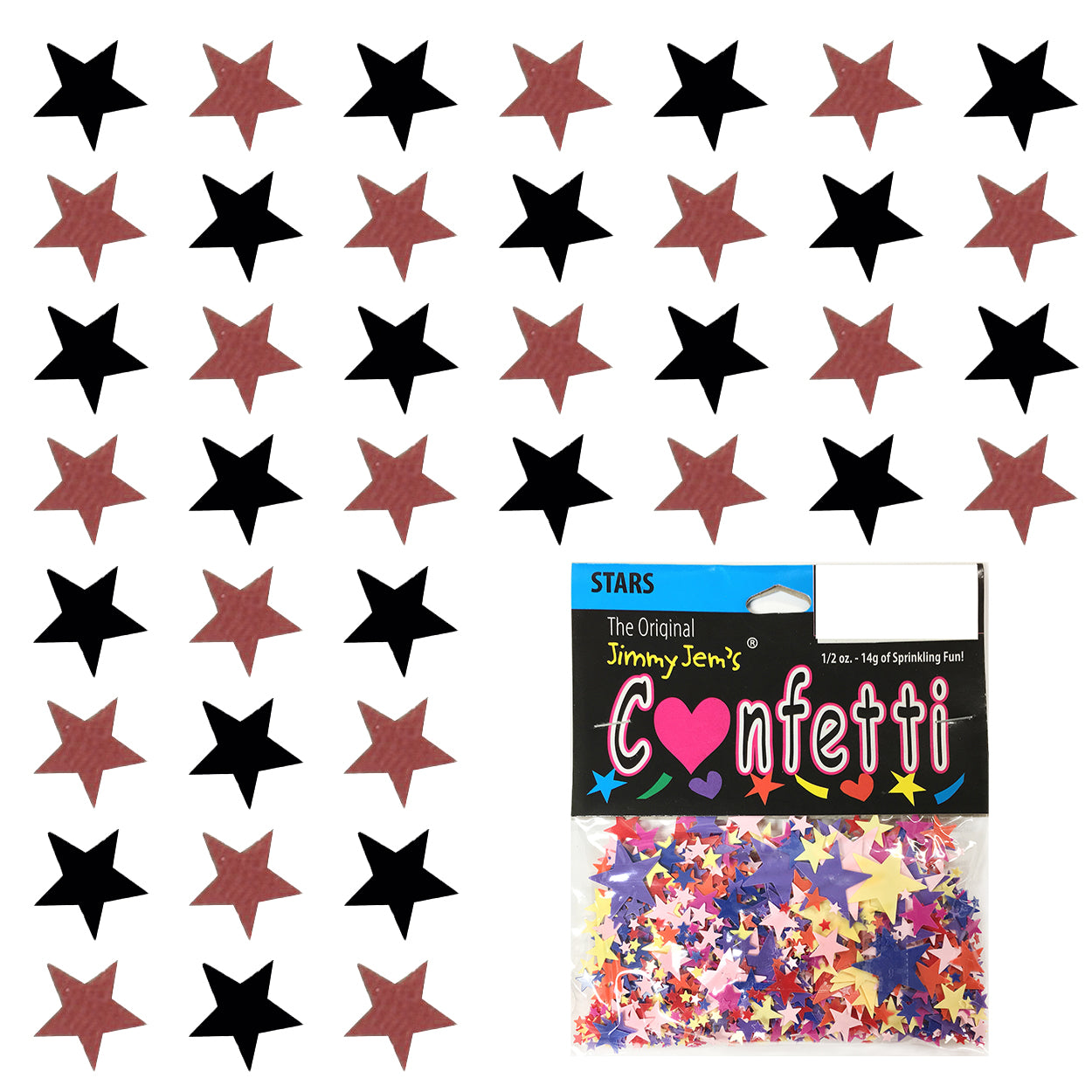 Confetti Star 1/4" Black, Burgundy