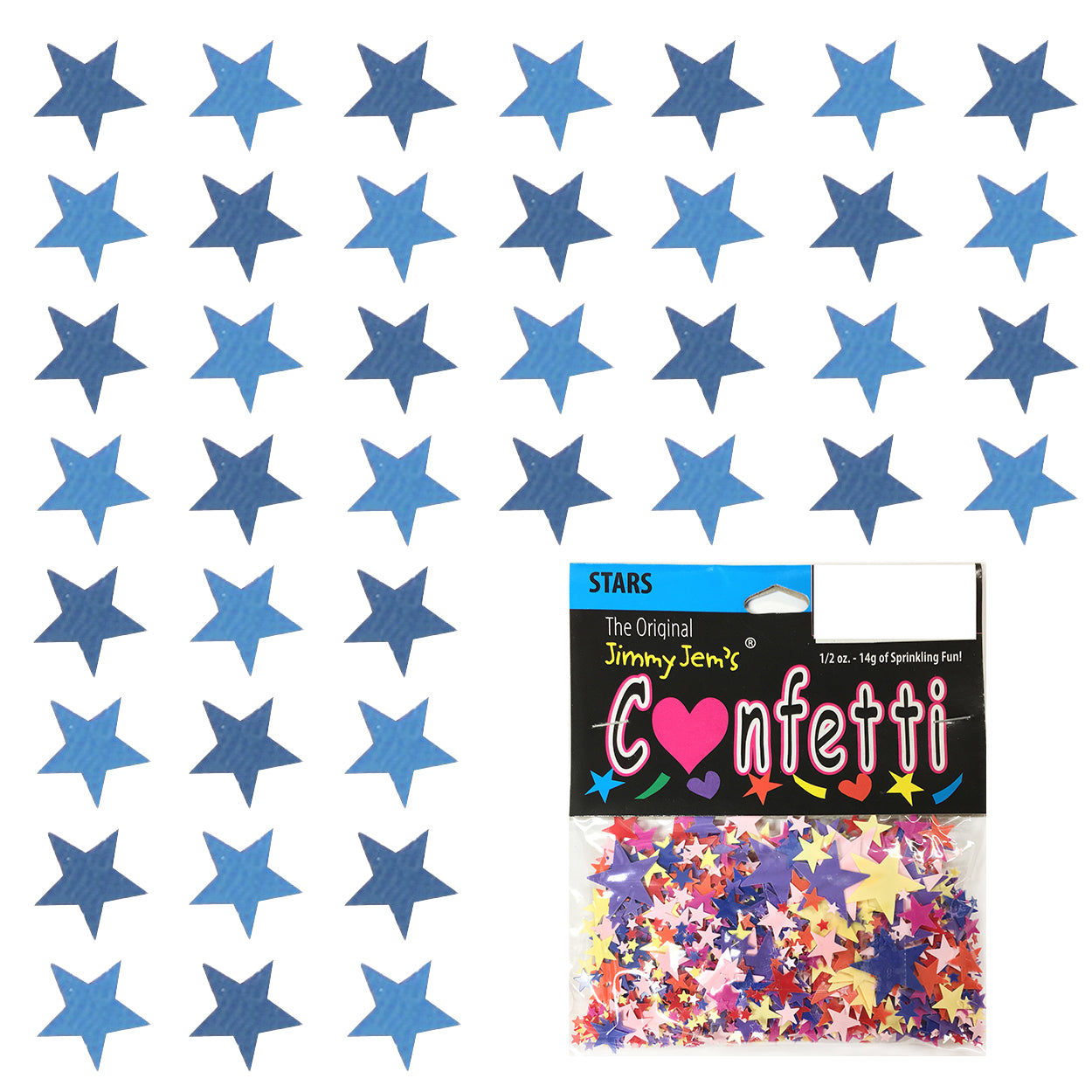 Confetti Star 1/4" Blue Navy, Blue Sky