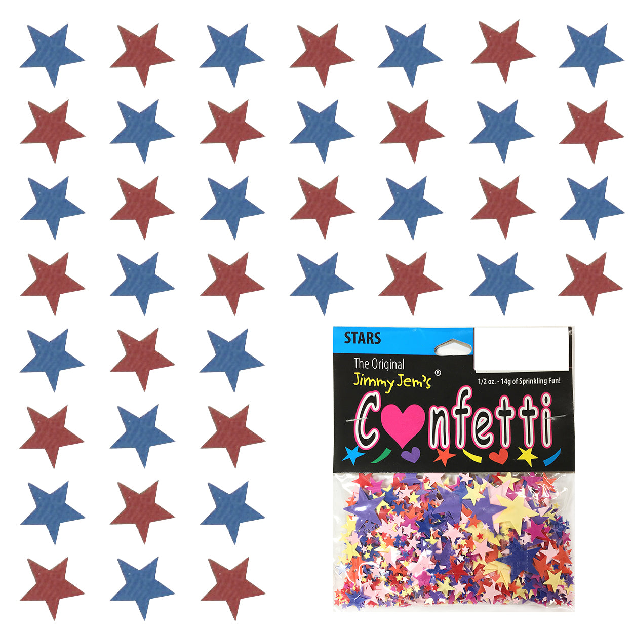 Confetti Star 1/4" Blue Navy, Burgundy