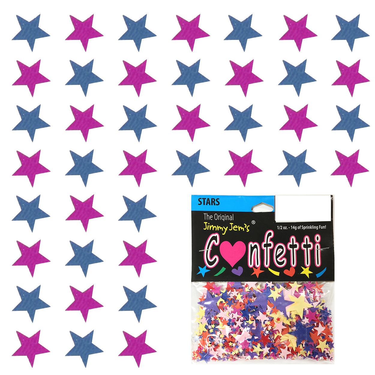 Confetti Star 1/4" Blue Navy, Fuchsia