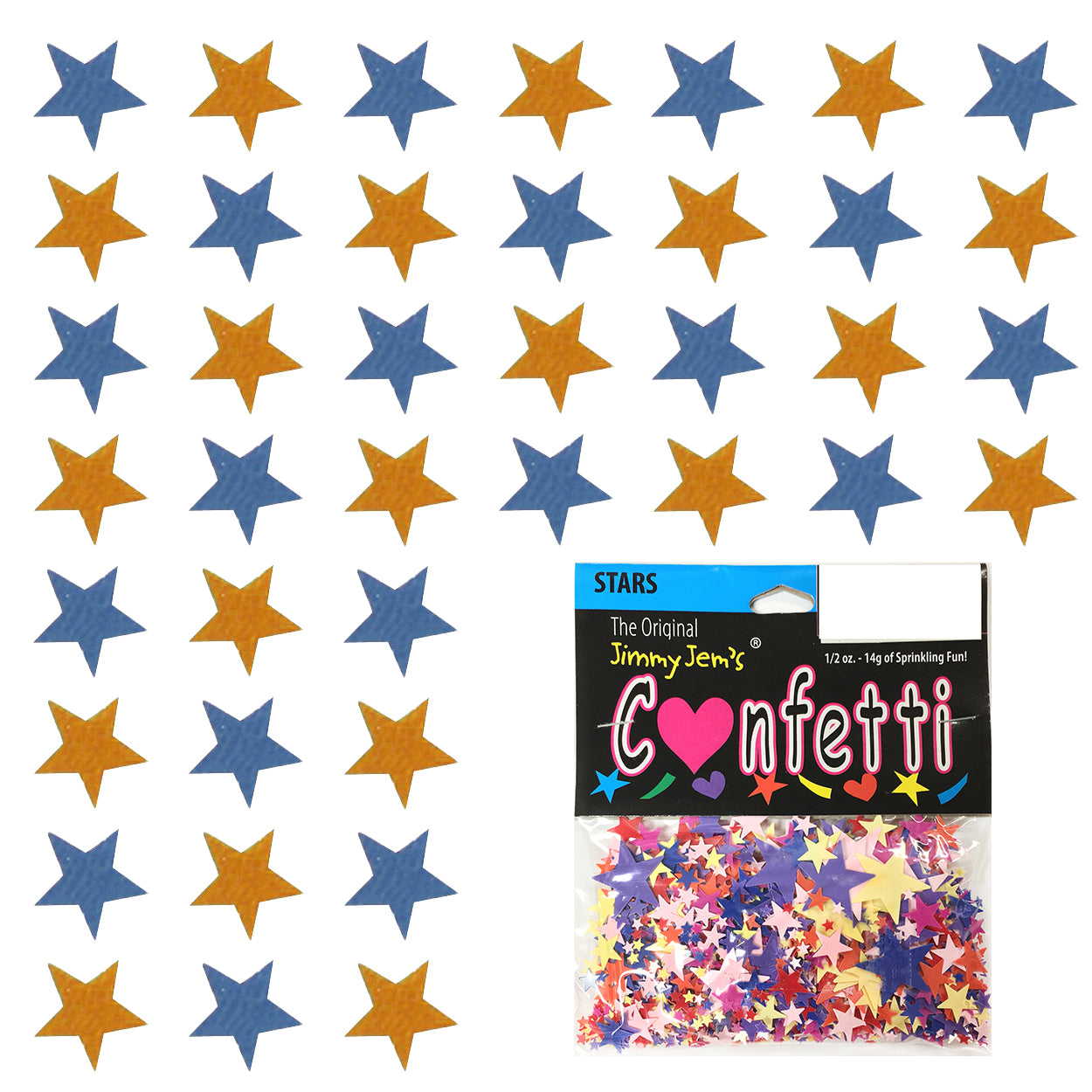 Confetti Star 1/4" Blue Navy, Orange