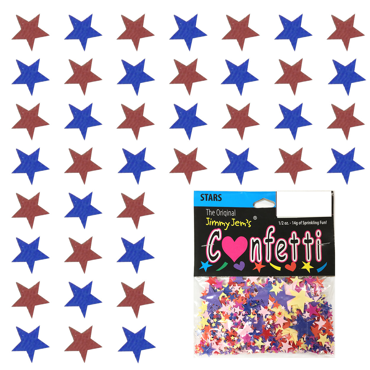 Confetti Star 1/4" Blue Royal, Burgundy