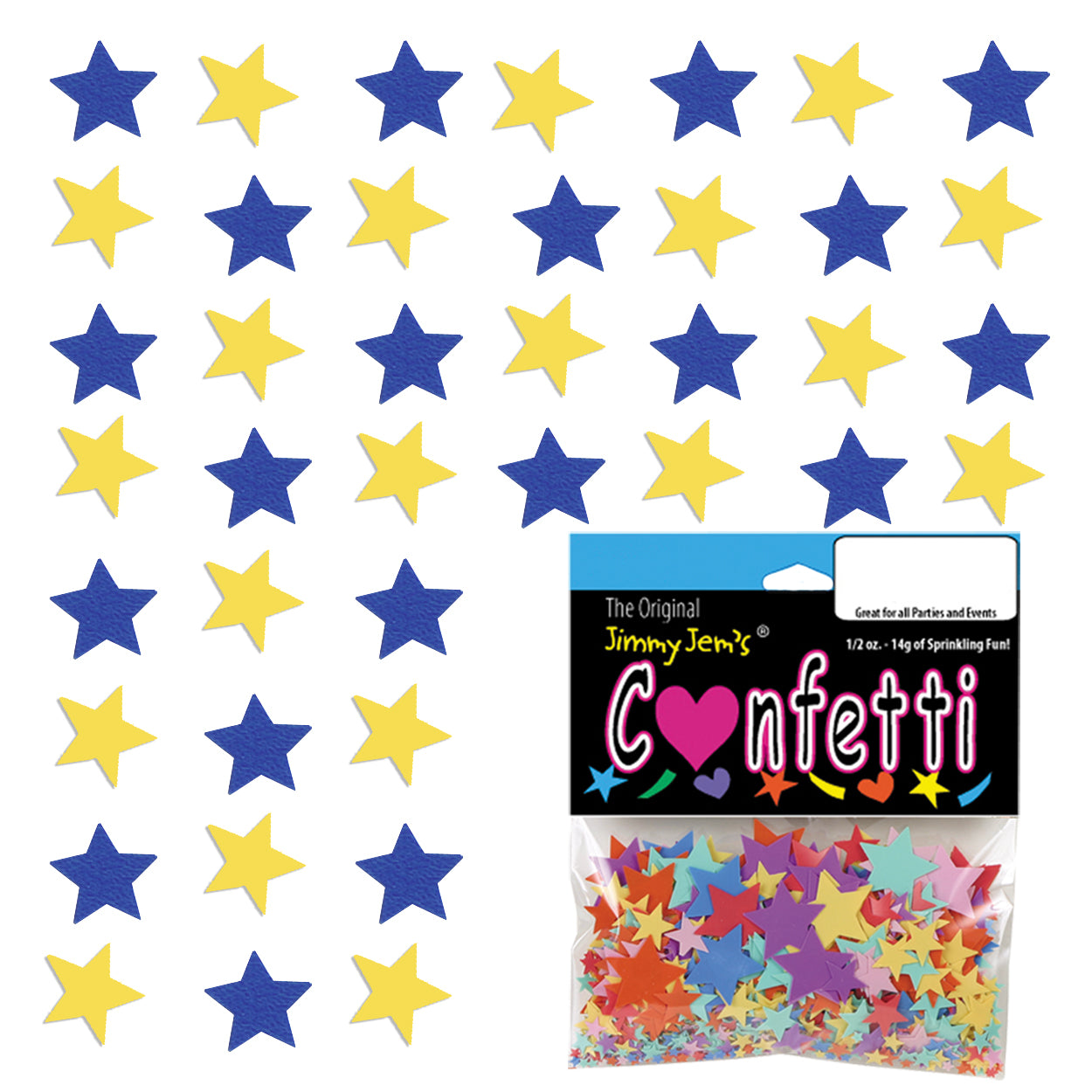 Confetti Star 1/4" Blue Royal, Yellow