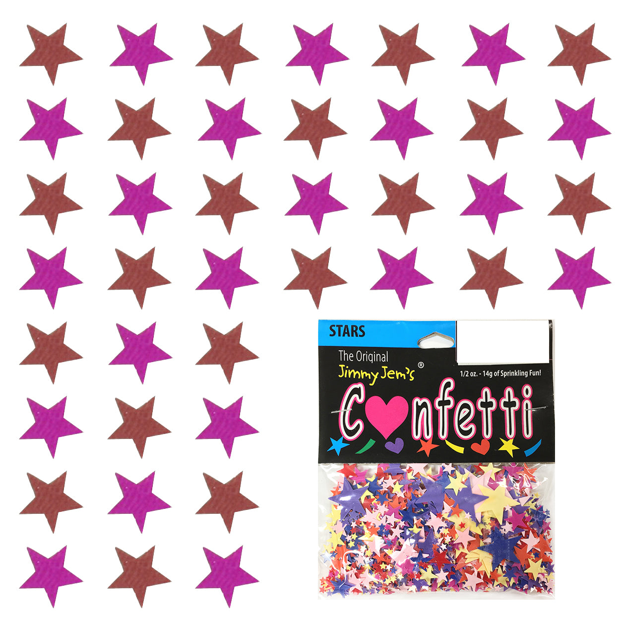 Confetti Star 1/4" Burgundy, Fuchsia